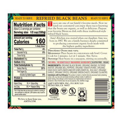 Product image of Amy's Organic Refried Vegetarian Black Beans 15.4 oz 15.4 oz