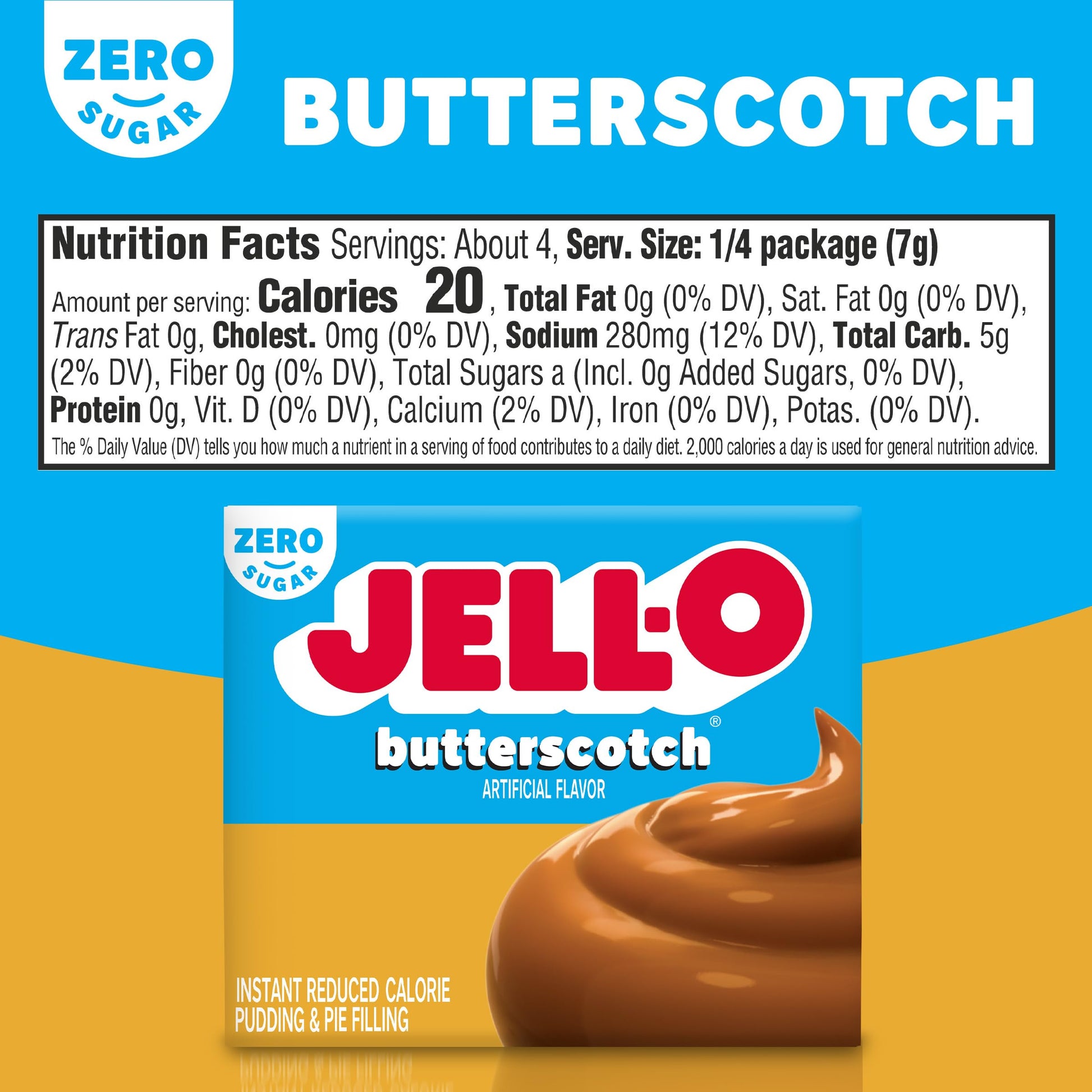 Product image of Jell-O Instant Butterscotch Sugar-Free Fat Free Pudding and Pie Filling Boxes 1 oz 1 oz Pack of 6