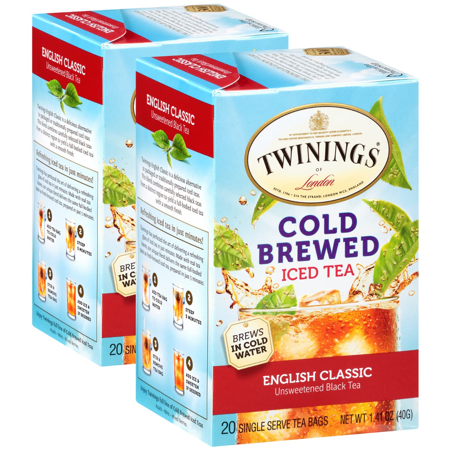 Product image of Twinings Tea Cold Brew Tea Bags English Classic Black Tea Unsweetened 20 ct Pack of 2