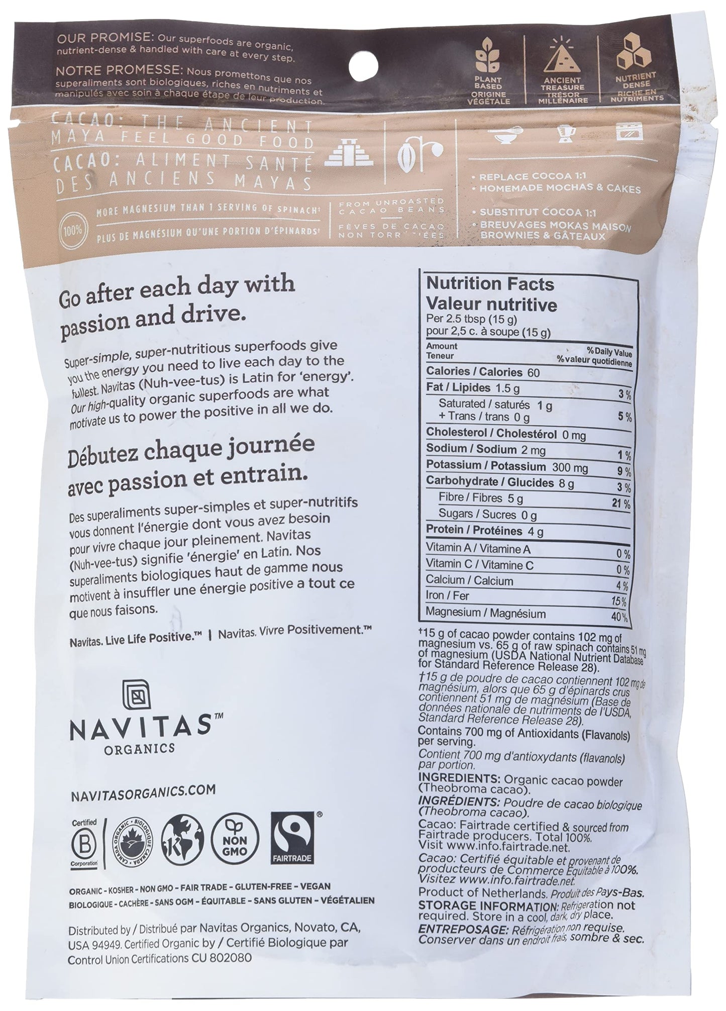 Product image of Navitas Organics Cacao Powder Organic 30 Servings 16 oz 16 oz