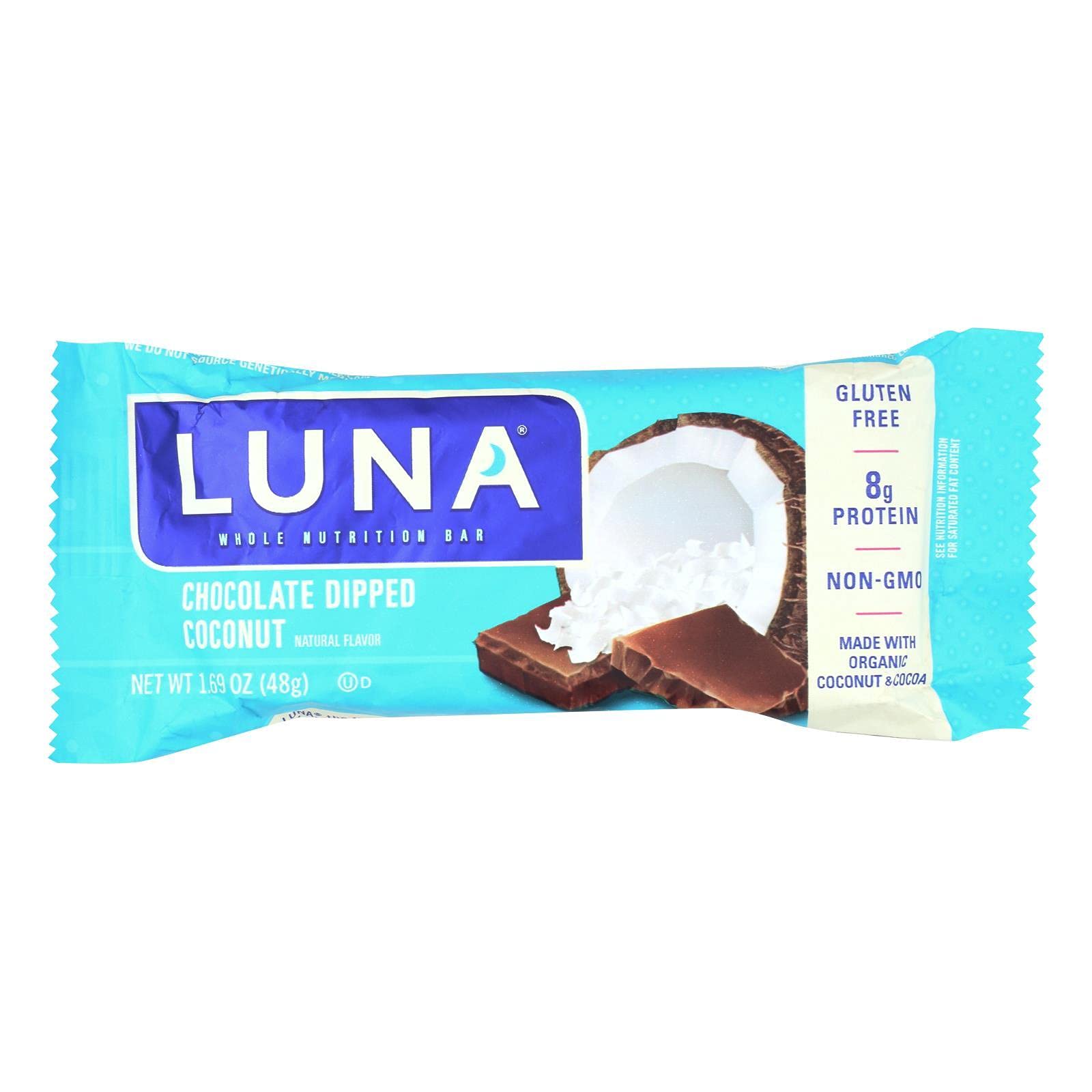 Product image of Clif Bar Luna Bar Organic Chocolate Dipped Coconut 1.69 oz 1.69 oz Pack of 15