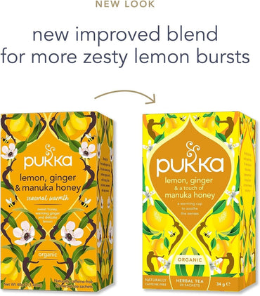 Product image of Pukka Herbal Teas Organic Lemon Ginger and Manuka Honey 20 ct Pack of 6