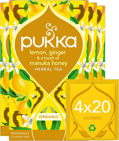 Product image of Pukka Herbal Teas Organic Lemon Ginger and Manuka Honey 20 ct Pack of 6