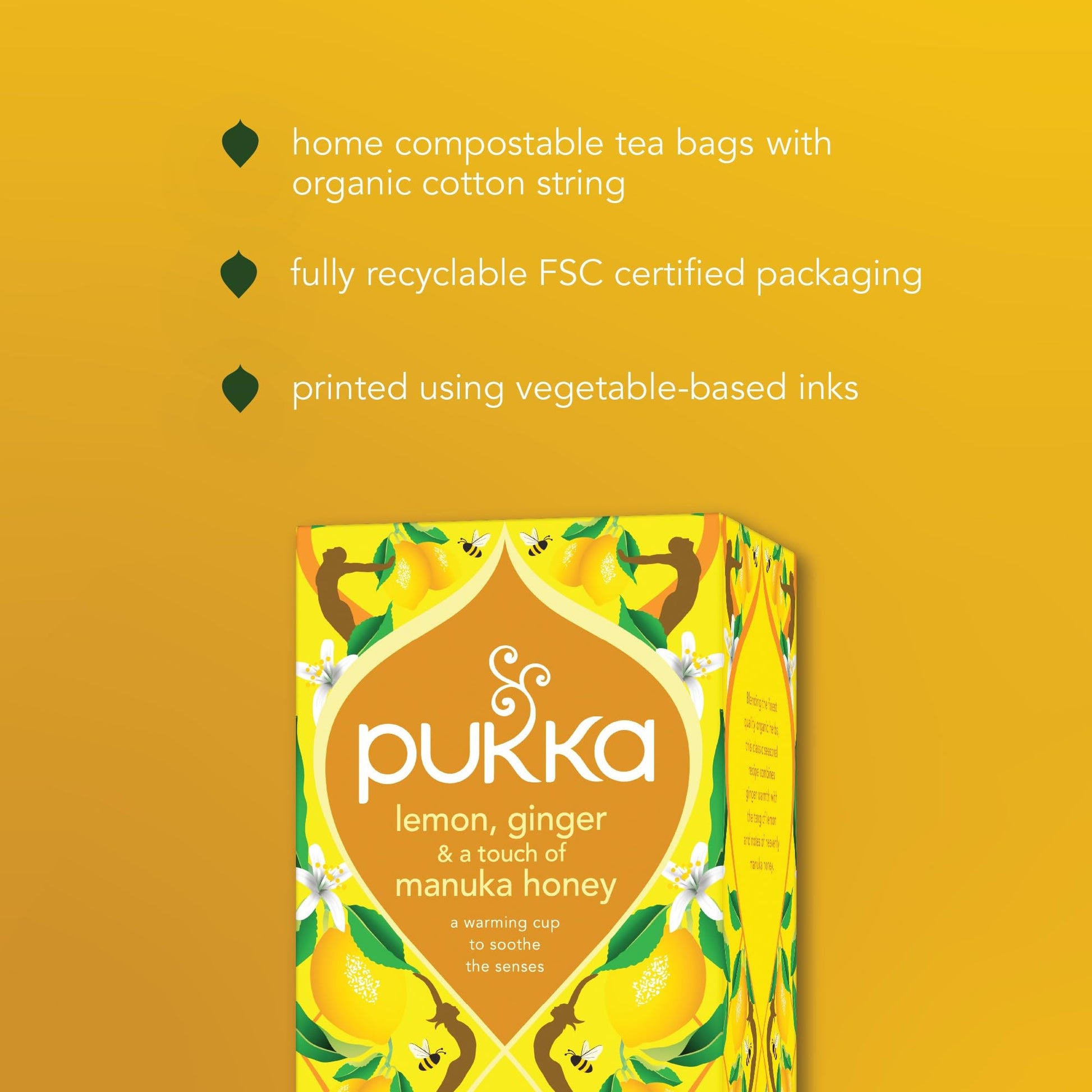 Product image of Pukka Herbal Teas Organic Lemon Ginger and Manuka Honey 20 ct Pack of 6