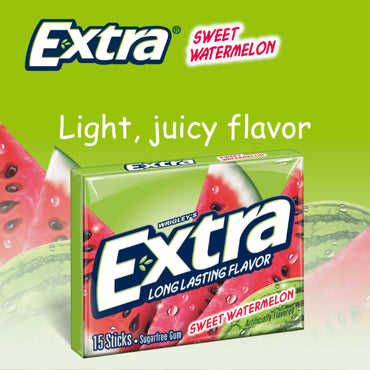 Product image of Extra Fruit Sensation Sweet Watermelon Flavor Chewing Gum 15 Pieces Pack of 20