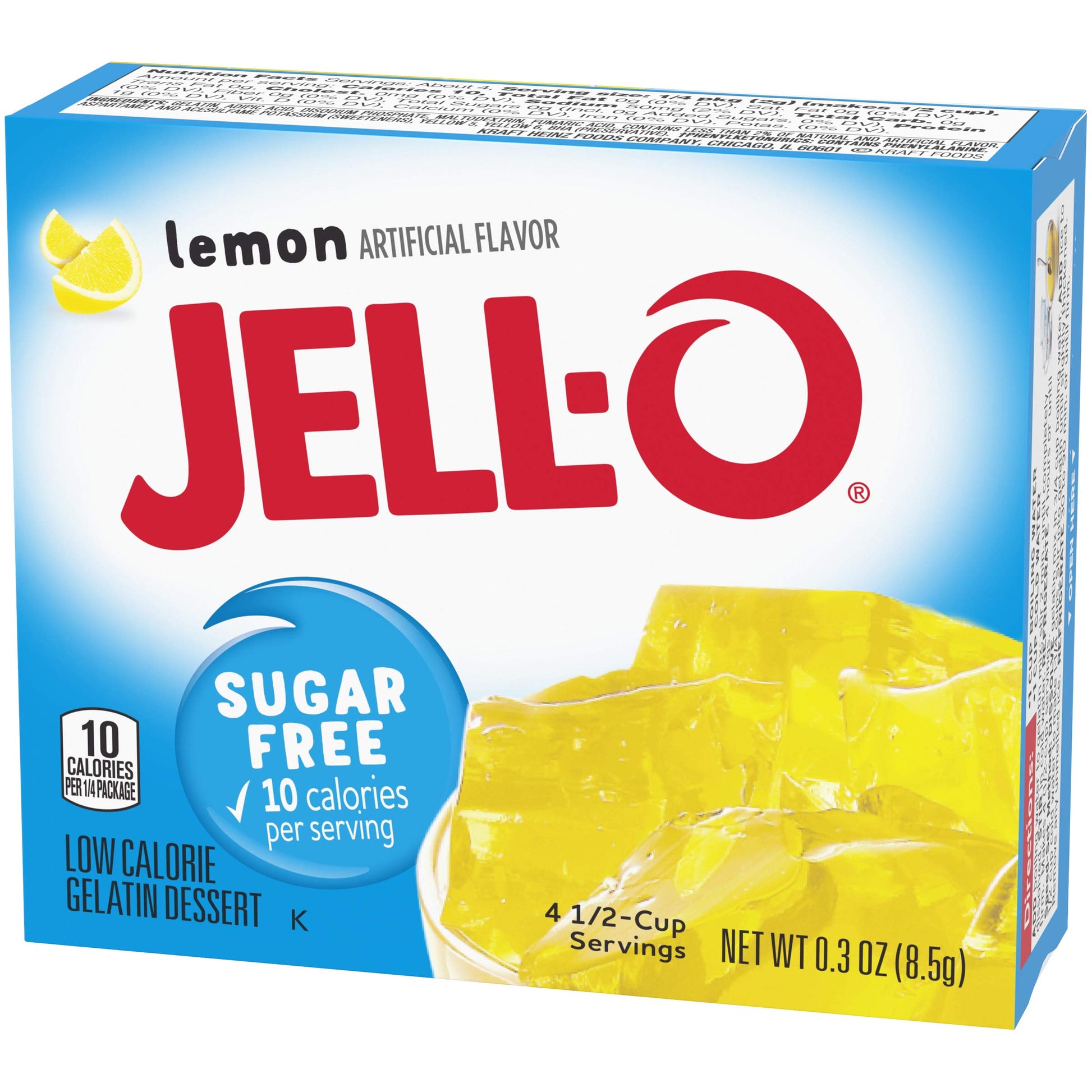 Product image of Jell-O Sugar-Free Gelatin Mix Lemon Flavor Boxes 0.3 oz 0.3 oz Pack of 6