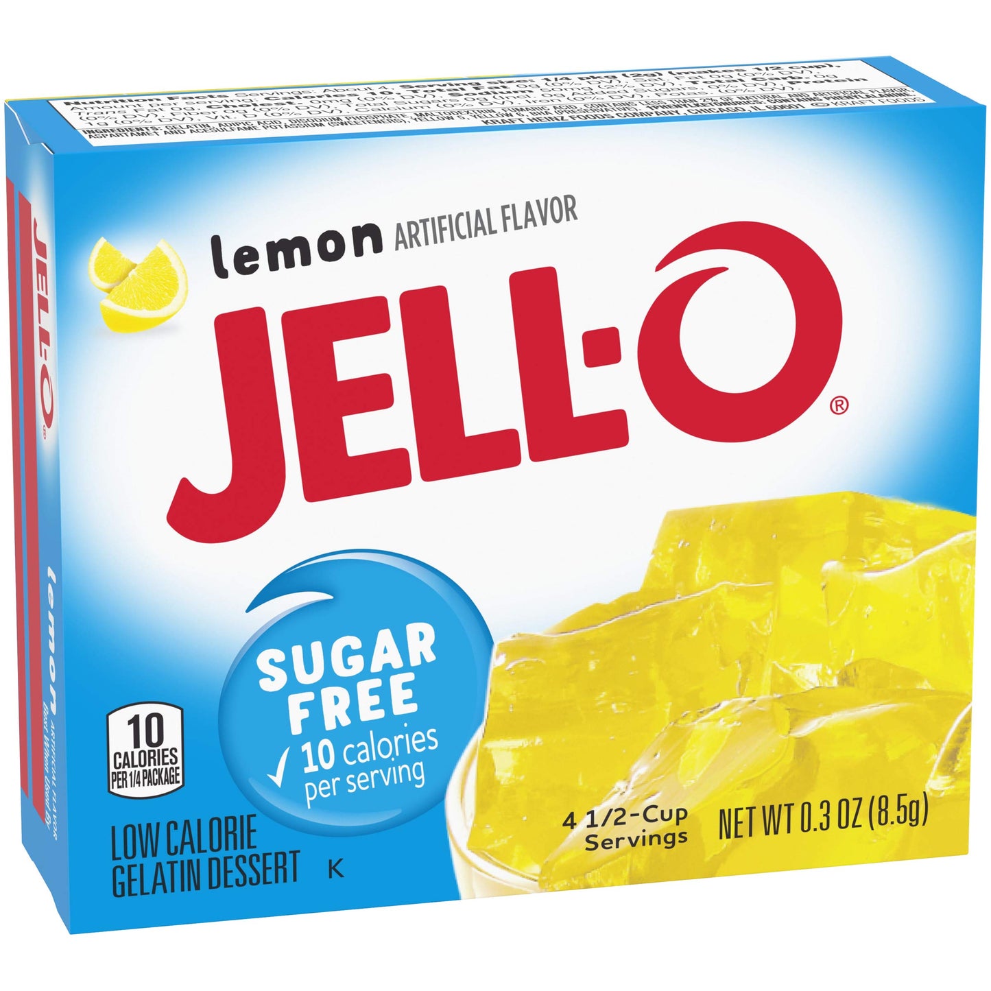Product image of Jell-O Sugar-Free Gelatin Mix Lemon Flavor Boxes 0.3 oz 0.3 oz Pack of 6
