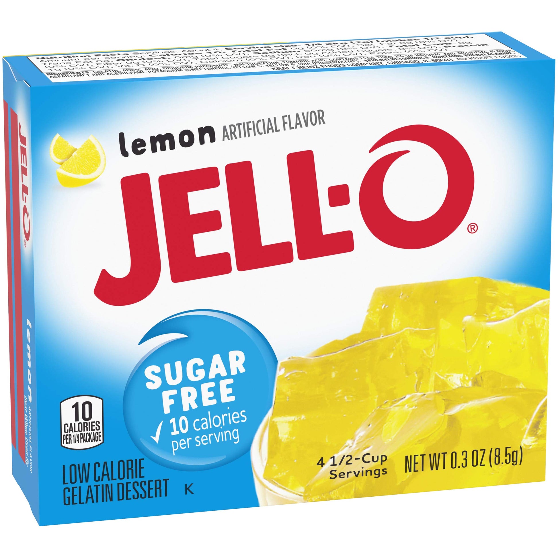 Product image of Jell-O Sugar-Free Gelatin Mix Lemon Flavor Boxes 0.3 oz 0.3 oz Pack of 6