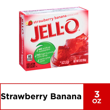 Product image of Jell-O Strawberry Banana Gelatin Dessert Mix Boxes 3 oz 3 oz Pack of 6