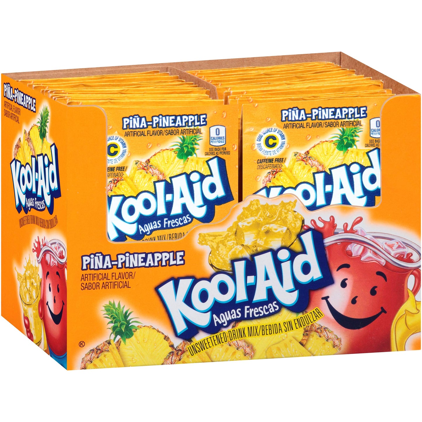 Product image of Kool-Aid Aguas Frescas Pina Pineapple Flavored Unsweetened Caffeine Free Powdered Drink Mix Packet 0.14 oz