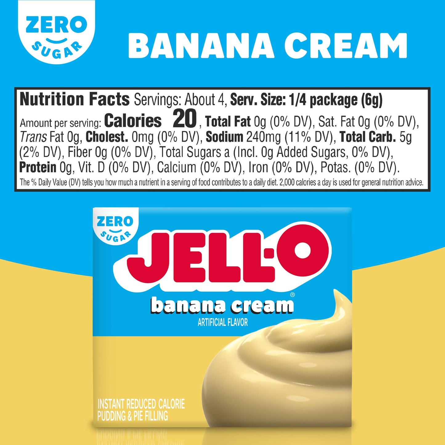 Product image of Jell-O Sugar-Free Fat Free Instant Banana Pudding and Pie Filling Boxes 0.9 oz 0.9 oz Pack of 6