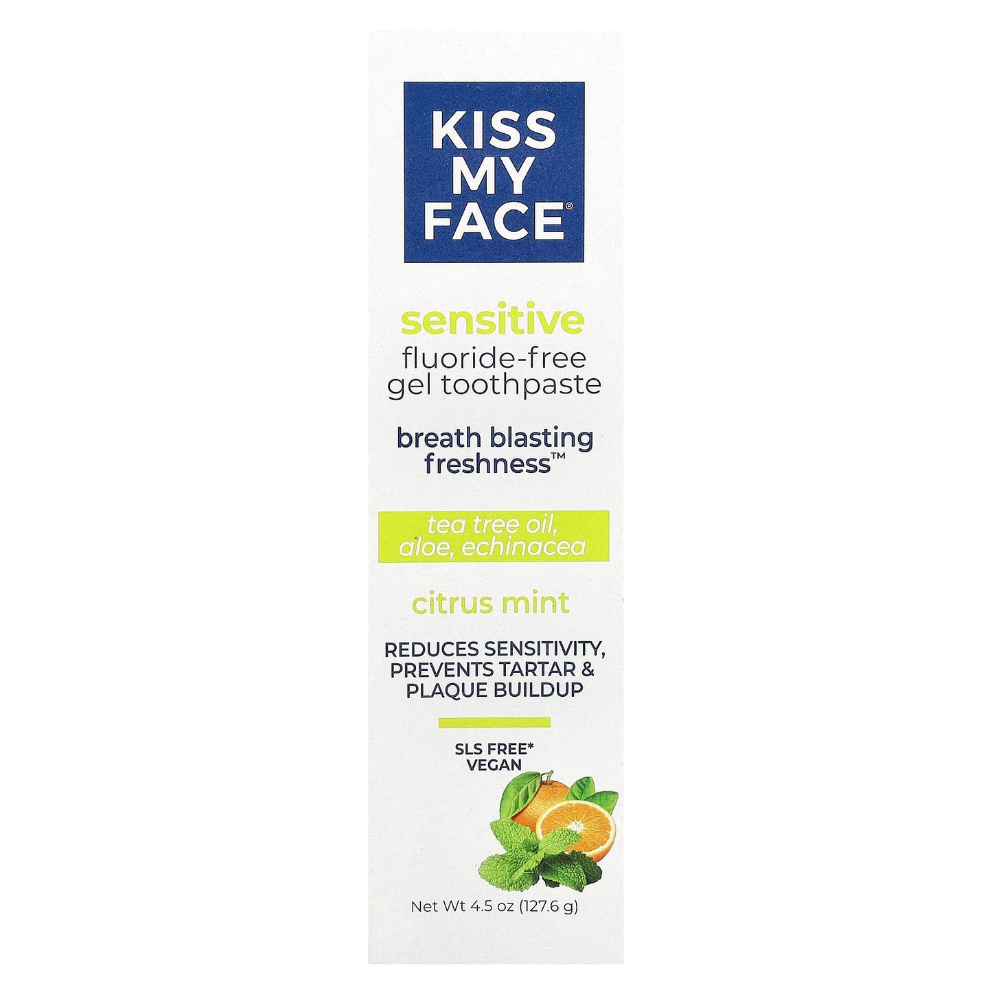 Product image of Kiss My Face Sensitive Citrus Mint Gel Toothpaste Reduces Sensitivity Removes Plaque Prevents Tartar Tea