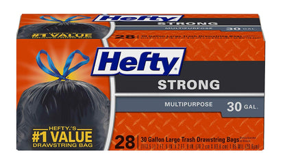 Product image of Hefty Strong Large Multipurpose Trash Bags 30 Gallon Durable 28 Bags