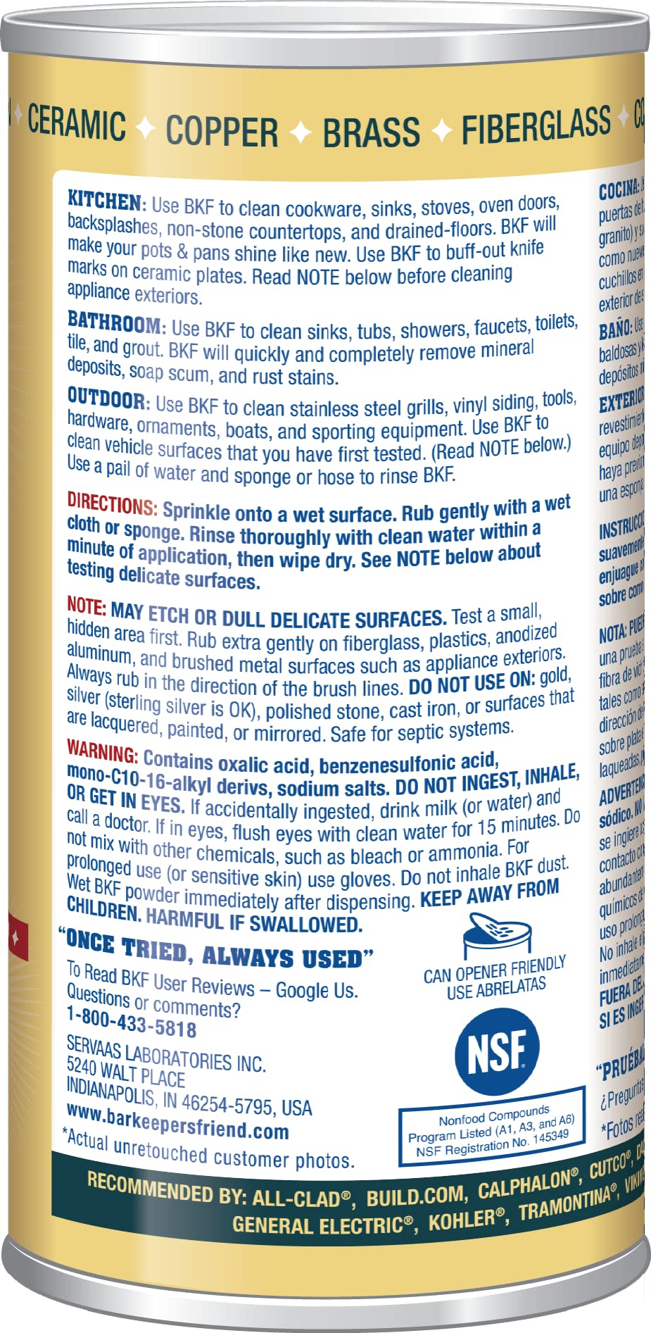 Product image of Bar Keepers Friend Powder Cleanser Multipurpose Cleaner Stain Remover for Bathroom Kitchen and Outdoor Use