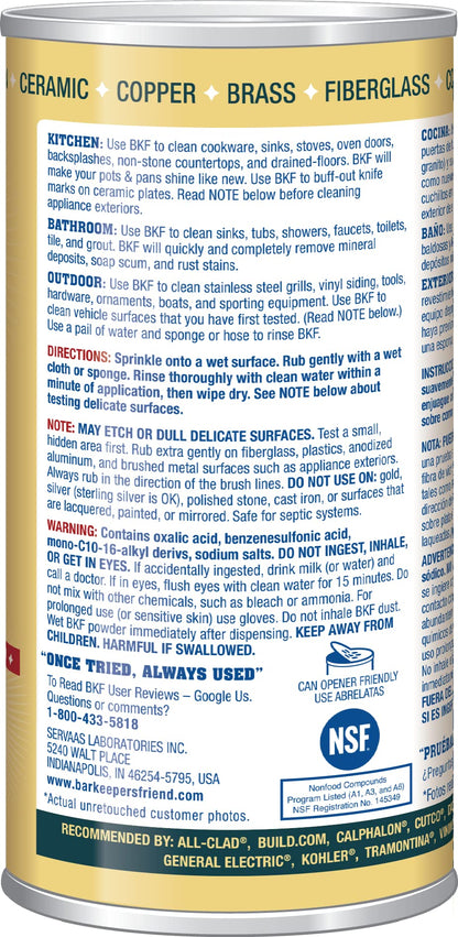 Product image of Bar Keepers Friend Powder Cleanser Multipurpose Cleaner Stain Remover for Bathroom Kitchen and Outdoor Use