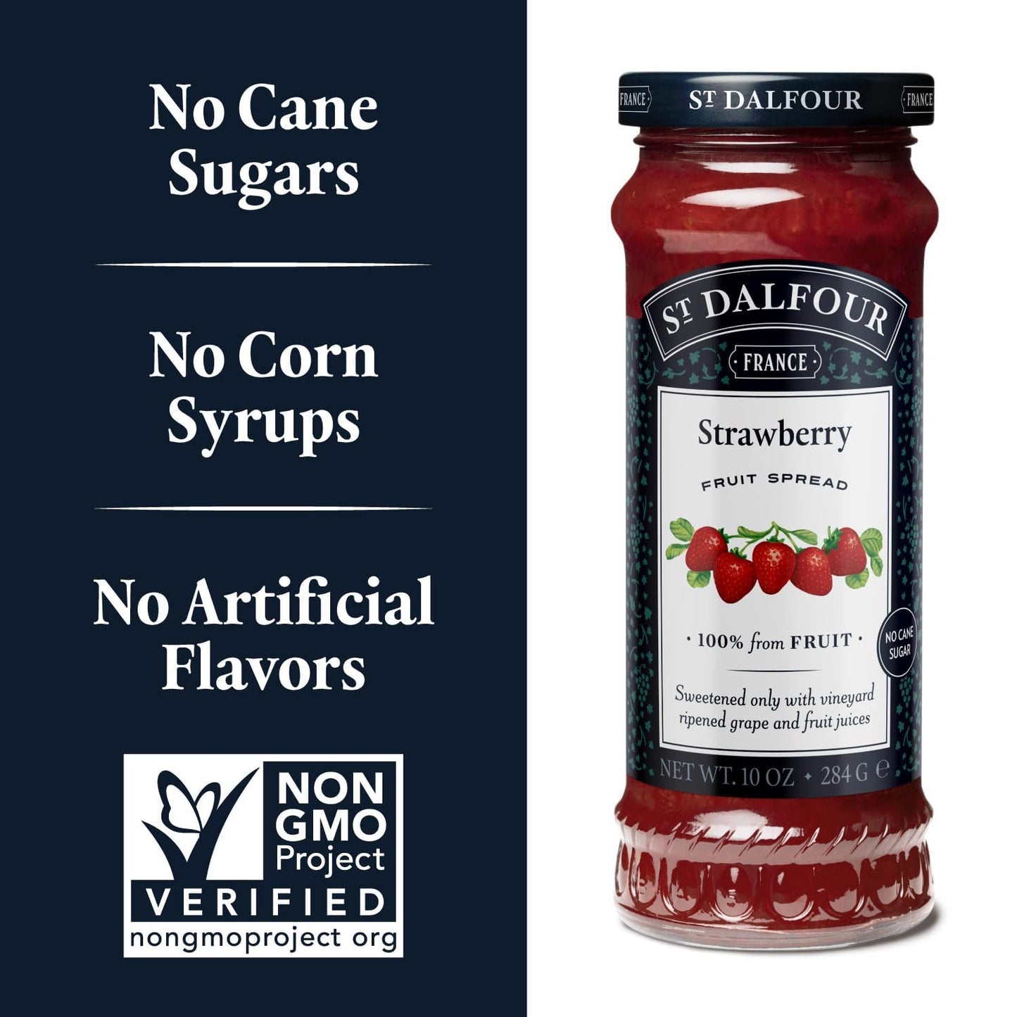 Product image of St. Dalfour Strawberry Fruit Spread 100% from Fruit No Artificial Ingredients Non-GMO No Cane Sugars All