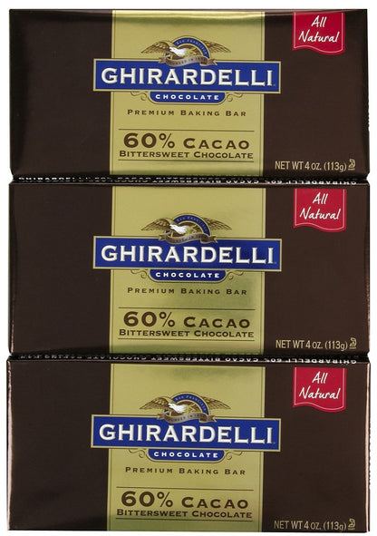 Product image of Ghirardelli Bitter Sweet Baking Bar 60% Cacao 4 oz 4 oz Pack of 3