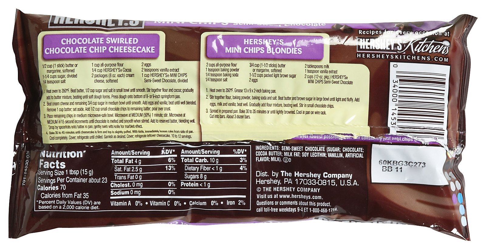Product image of HERSHEY'S Semi-Sweet Mini Baking Chips 12 oz 12 oz Pack of 2