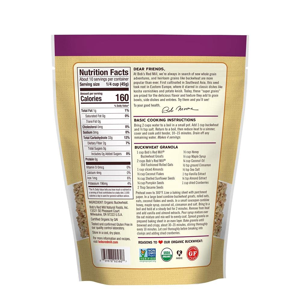 Product image of Bob's Red Mill Organic Whole Grain Raw Buckwheat Groats 16 oz 16 oz Pack of 2