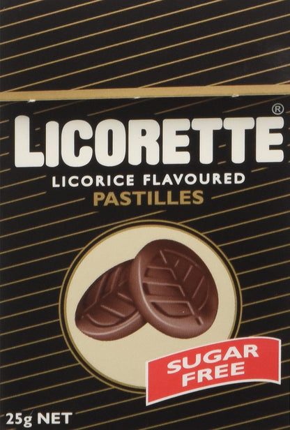 Product image of LICORETTE Licorice Flavored Pastilles Sugar Free Boxes Direct From Australia 0.88 oz 0.88 oz Pack of 18