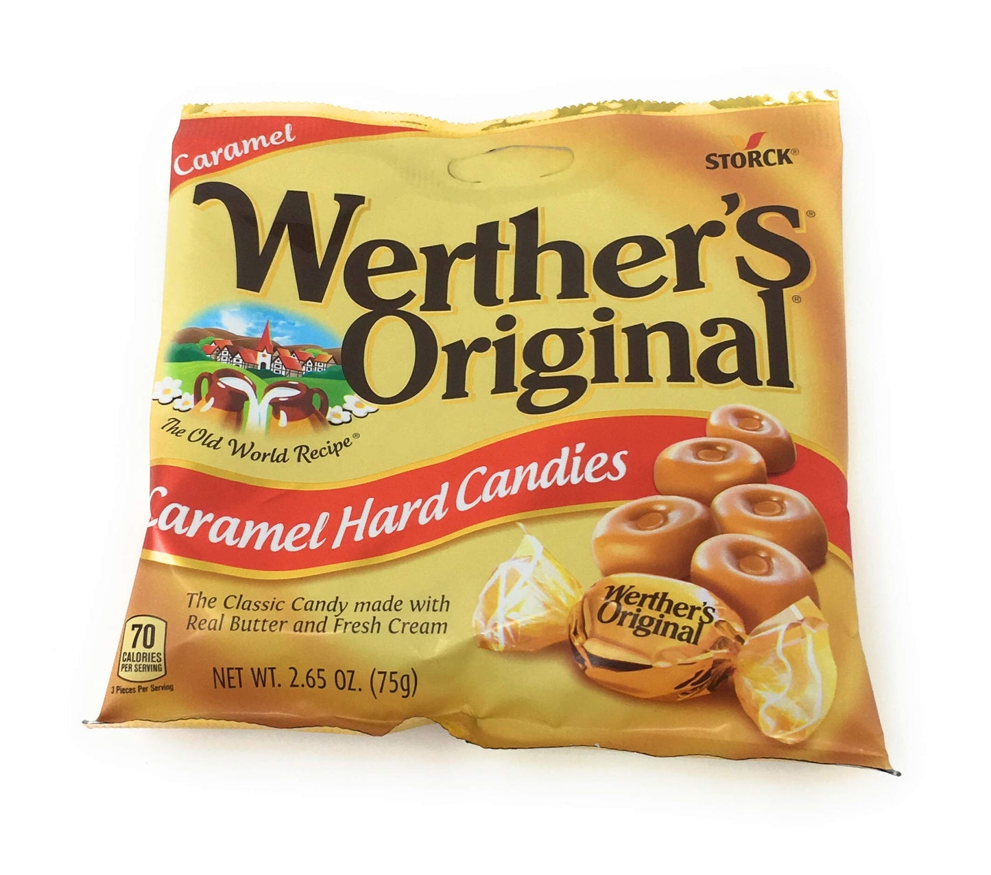 Werther's Original 4-in-1 Caramel Variety Pack! Enjoy Hard Candies, Chewy Caramels, Creamy Filled, and Caramel Apple. Rich, buttery flavor, perfect for sharing!