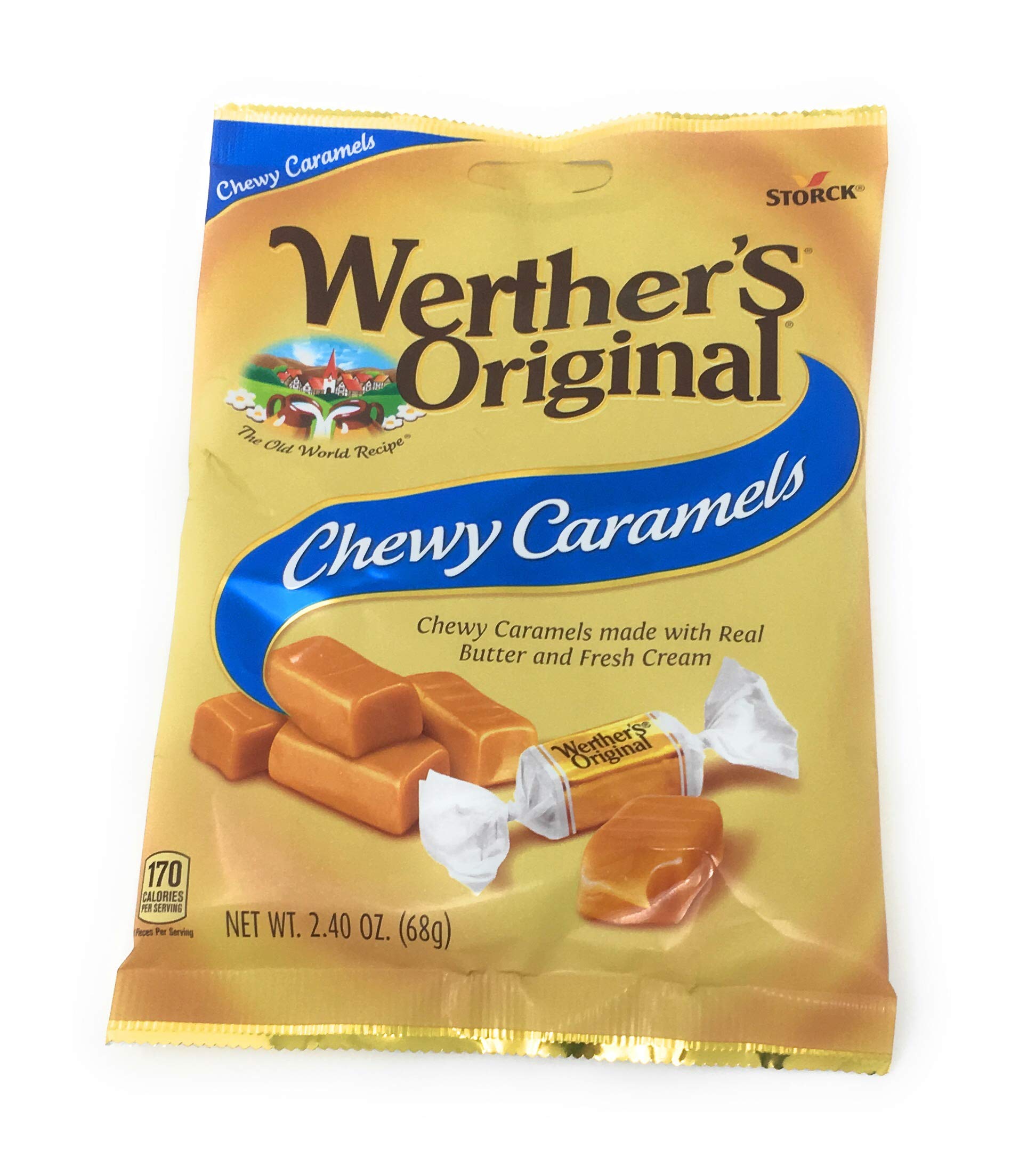 Werther's Original 4-in-1 Caramel Variety Pack! Enjoy Hard Candies, Chewy Caramels, Creamy Filled, and Caramel Apple. Rich, buttery flavor, perfect for sharing!