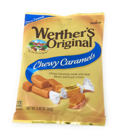 Werther's Original 4-in-1 Caramel Variety Pack! Enjoy Hard Candies, Chewy Caramels, Creamy Filled, and Caramel Apple. Rich, buttery flavor, perfect for sharing!