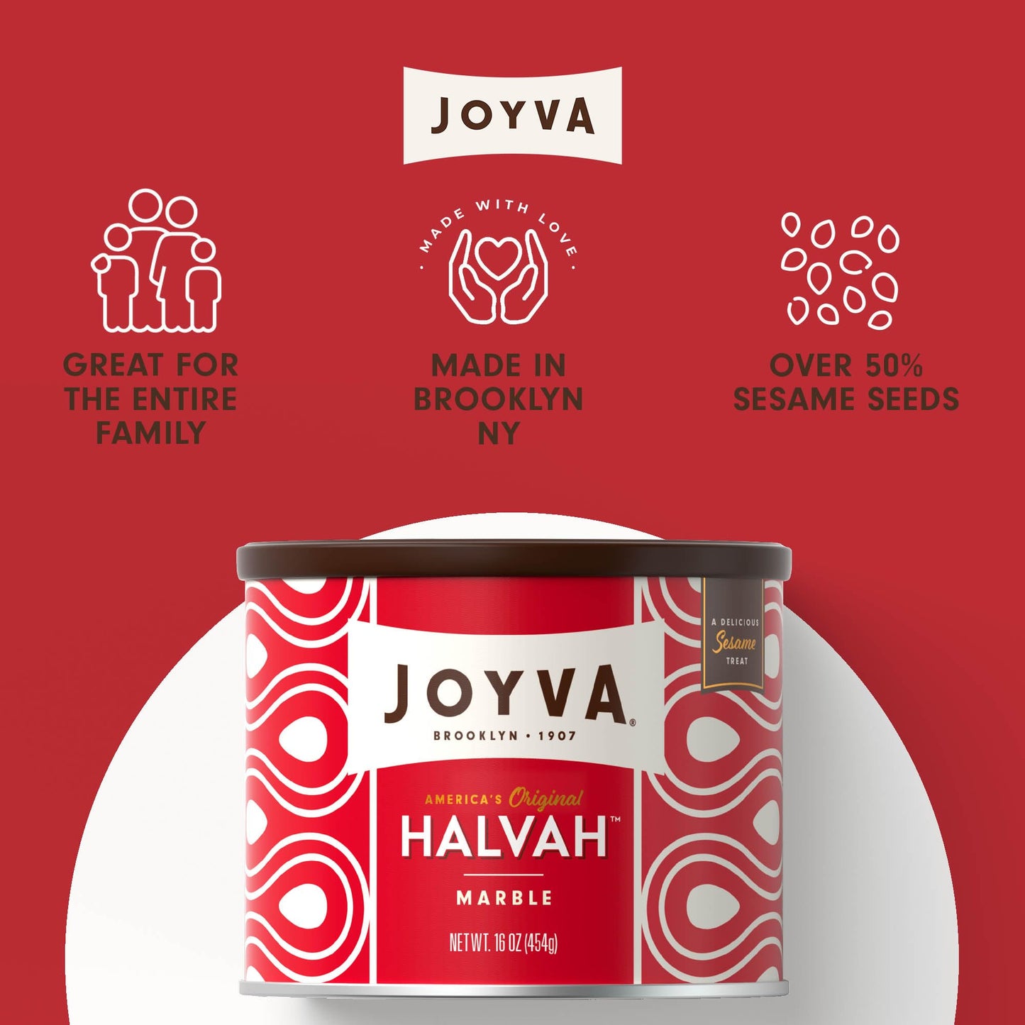 Product image of Joyva Halvah Marble Sesame Treat Dairy Free Gluten-Free Kosher Parve Handcrafted in Brooklyn 16 oz 16 oz