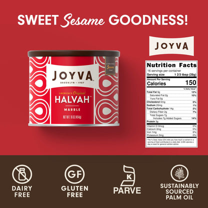 Product image of Joyva Halvah Marble Sesame Treat Dairy Free Gluten-Free Kosher Parve Handcrafted in Brooklyn 16 oz 16 oz