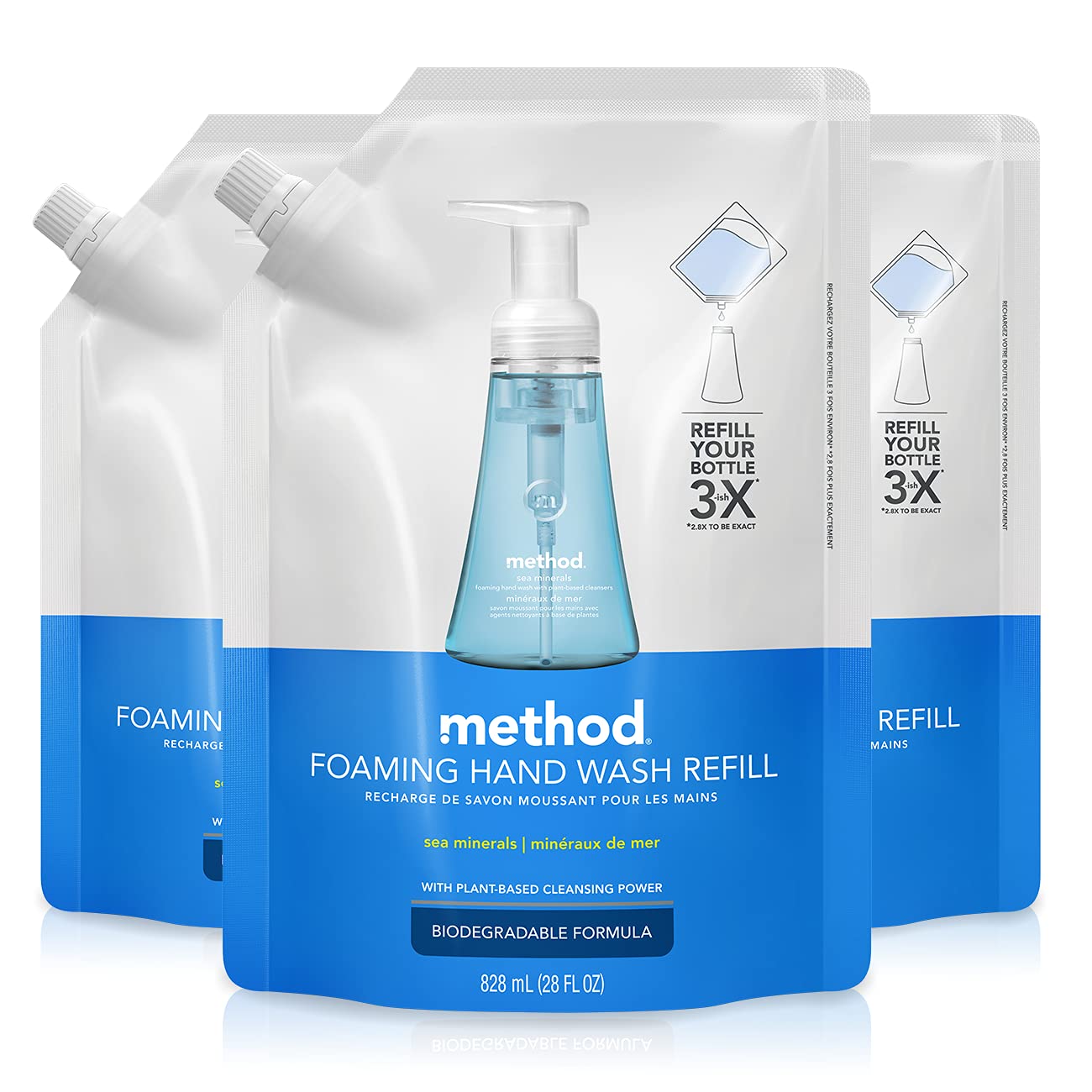 Product image of Method Foaming Hand Wash Refill Pouch Sea Minerals 28 fl oz 28 fl oz Pack of 3