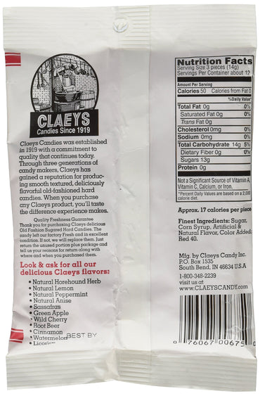 Product image of Claeys Cinnamon Hard Candy Artificially and Naturally Flavored Fat-Free 6 oz 6 oz Pack of 6