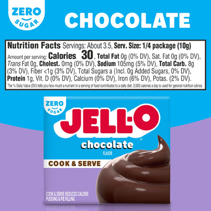 Product image of Jell-O Chocolate Pudding Cook and Serve Sugar Free Box 1.3 oz 1.3 oz Pack of 4