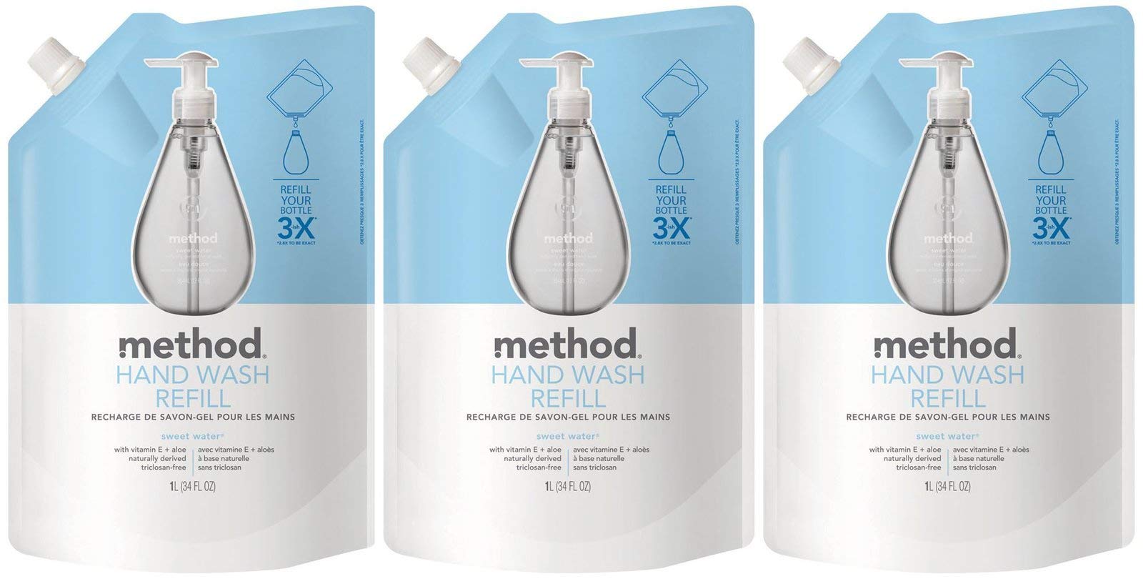 Product image of Method Gel Hand Soap Refill Sweet Water 34 fl oz 34 fl oz Pack of 3
