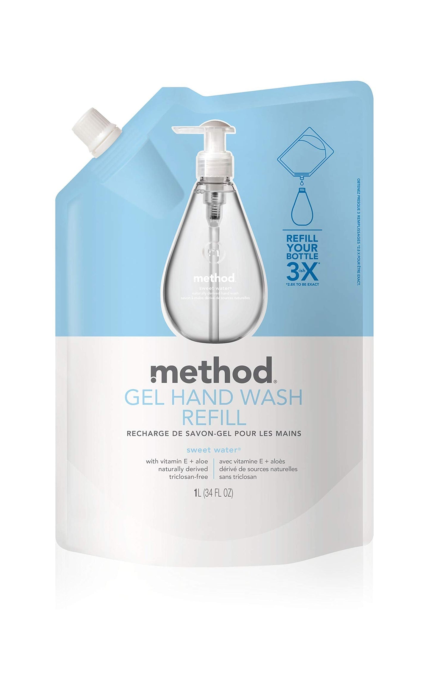 Product image of Method Gel Hand Soap Refill Sweet Water 34 fl oz 34 fl oz Pack of 3