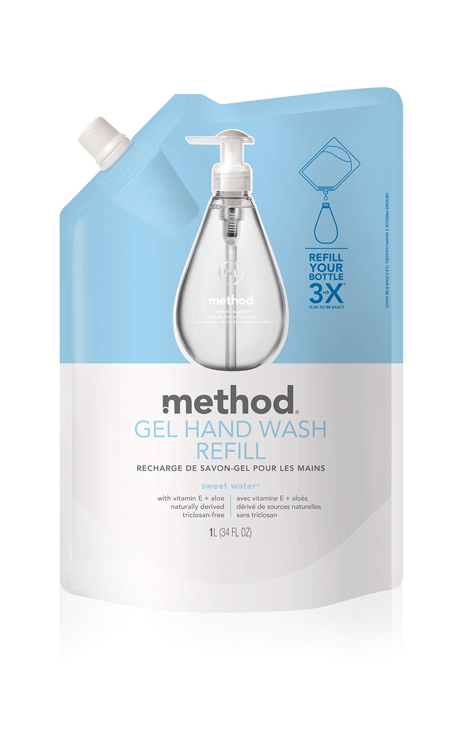 Product image of Method Gel Hand Soap Refill Sweet Water 34 fl oz 34 fl oz Pack of 3