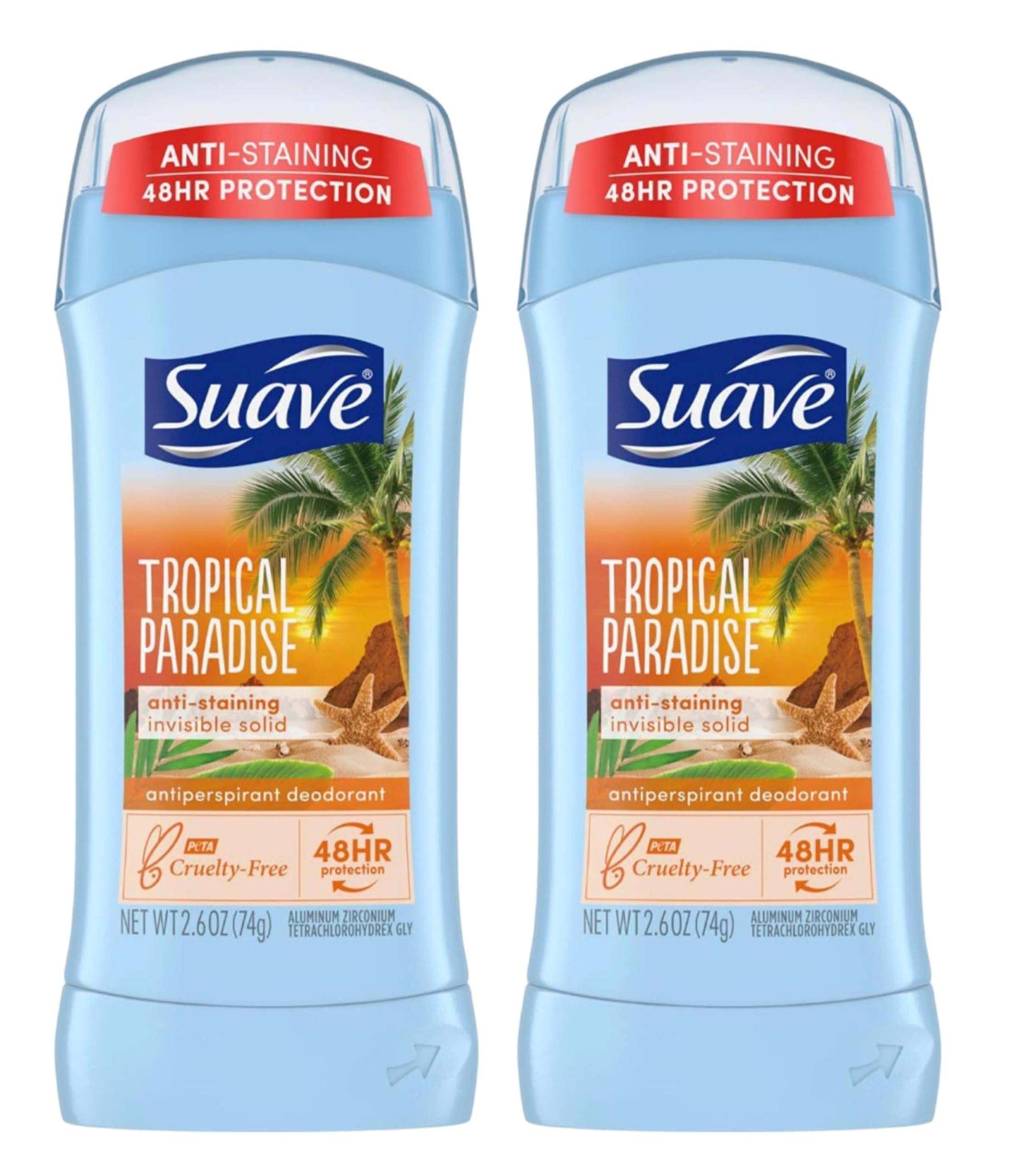 Product image of Suave Deodorant 24Hr Invisible Solid Tropic Paradise Scent 2.57 fl oz 2.57 fl oz Pack of 2