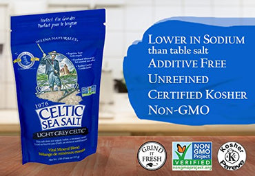 Product image of Celtic Sea Salt Light Grey Sea Salt Additive-Free Gluten-Free Non-GMO Verified Kosher Paleo-Friendly 1/2 lb