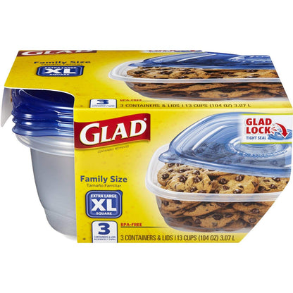Product image of Glad Food Storage Containers Family Sized 104 oz 3 ct 104 oz 3 Count