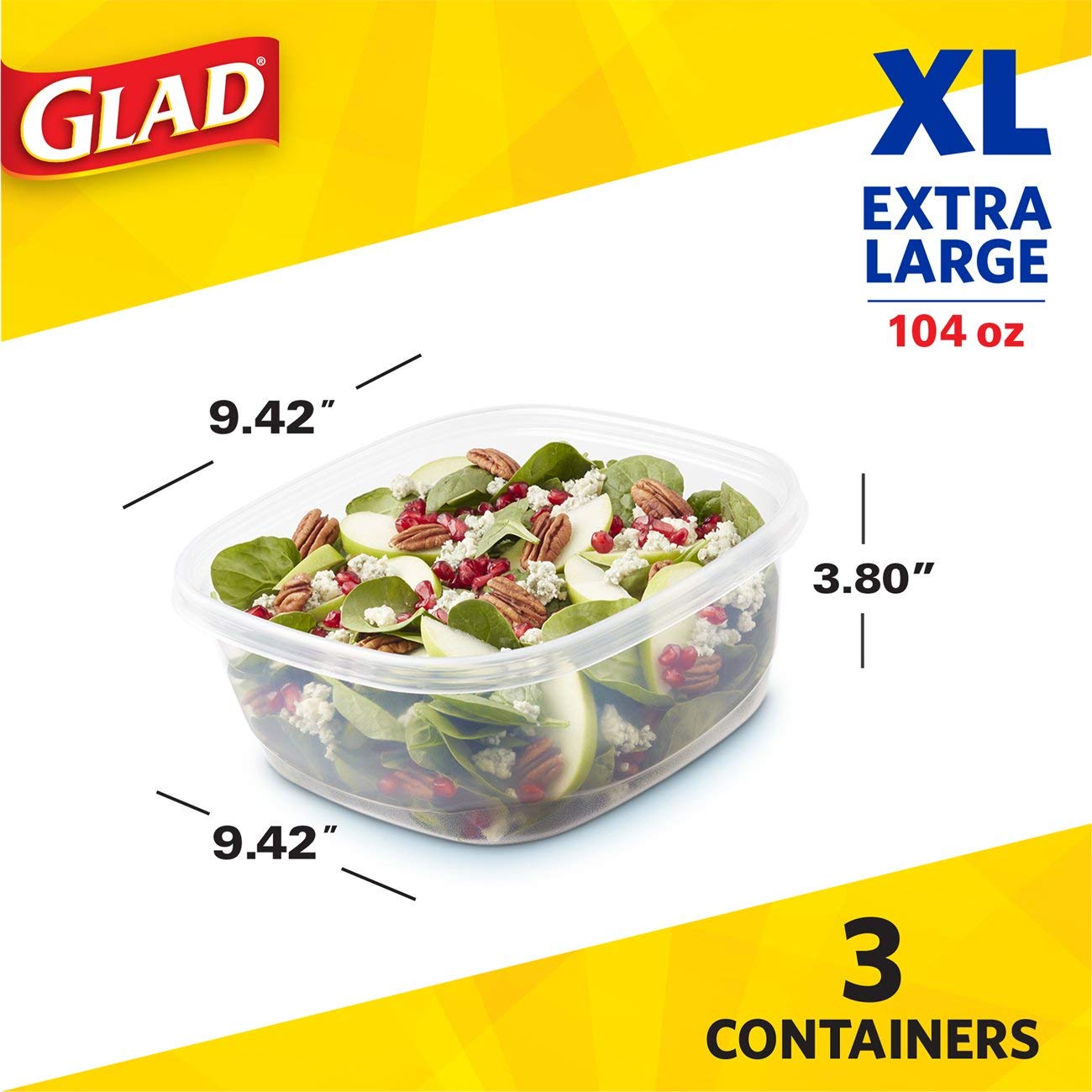 Product image of Glad Food Storage Containers Family Sized 104 oz 3 ct 104 oz 3 Count