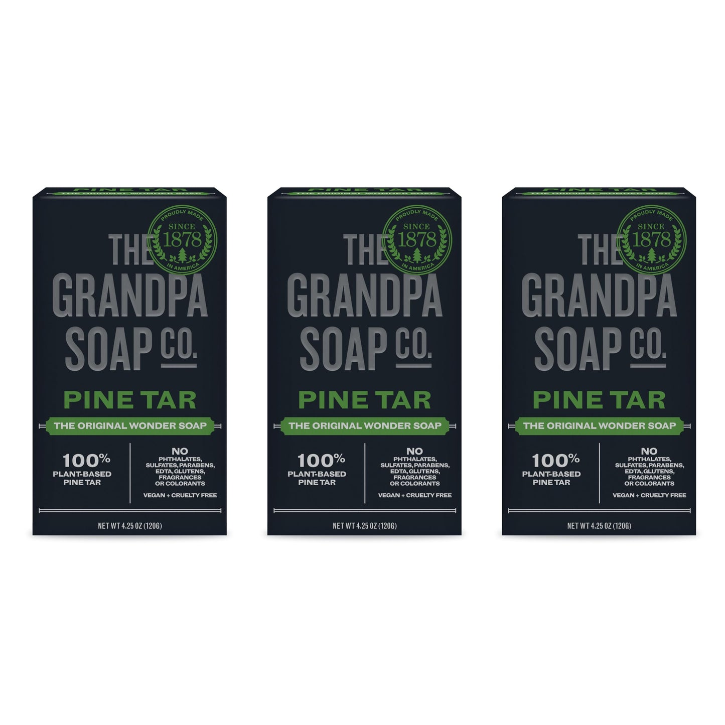 Product image of The Grandpa Soap Company Pine Tar Bar Soap 3-in-1 Cleanser Deodorizer and Moisturizer Each 4.25 oz 4.25 oz