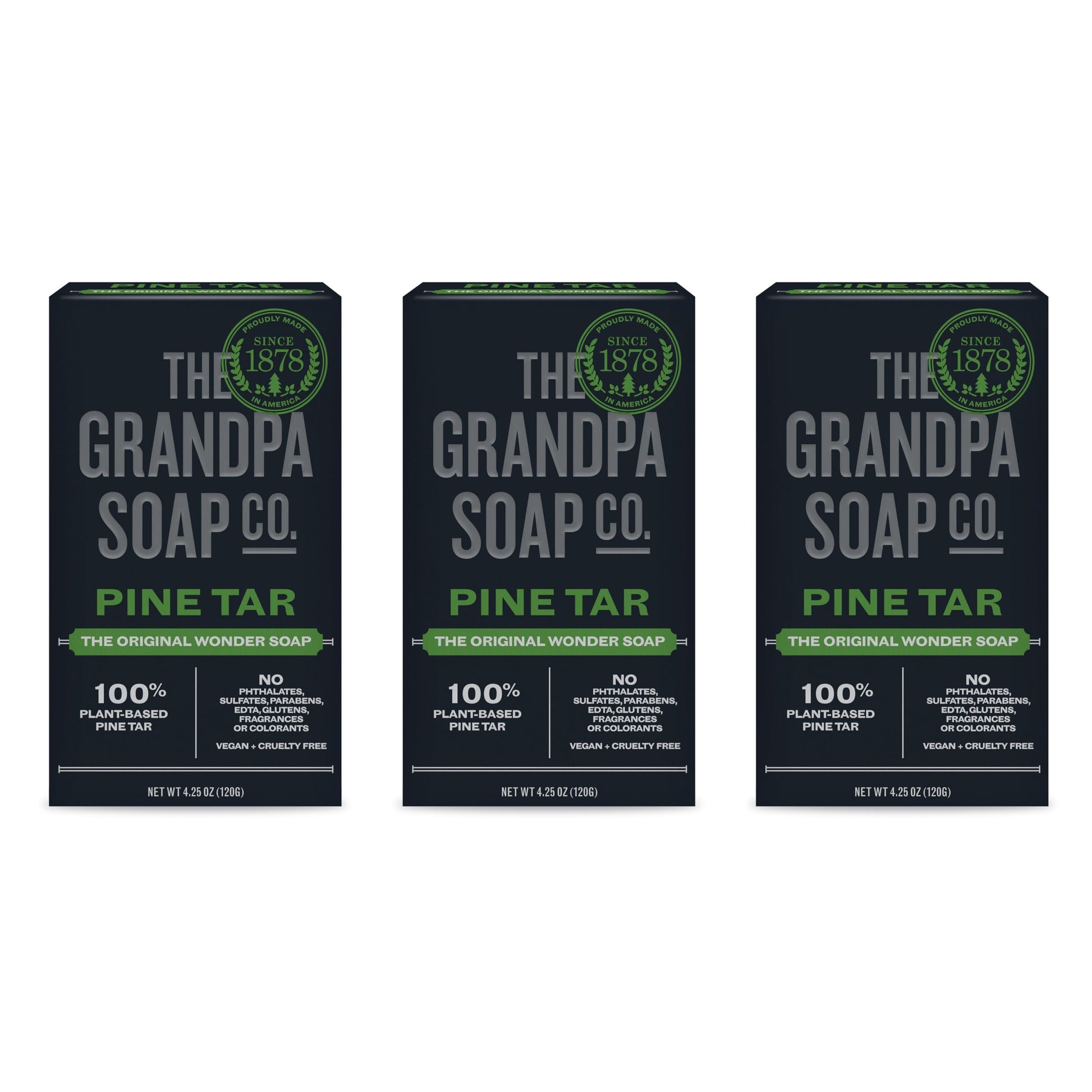 Product image of The Grandpa Soap Company Pine Tar Bar Soap 3-in-1 Cleanser Deodorizer and Moisturizer Each 4.25 oz 4.25 oz