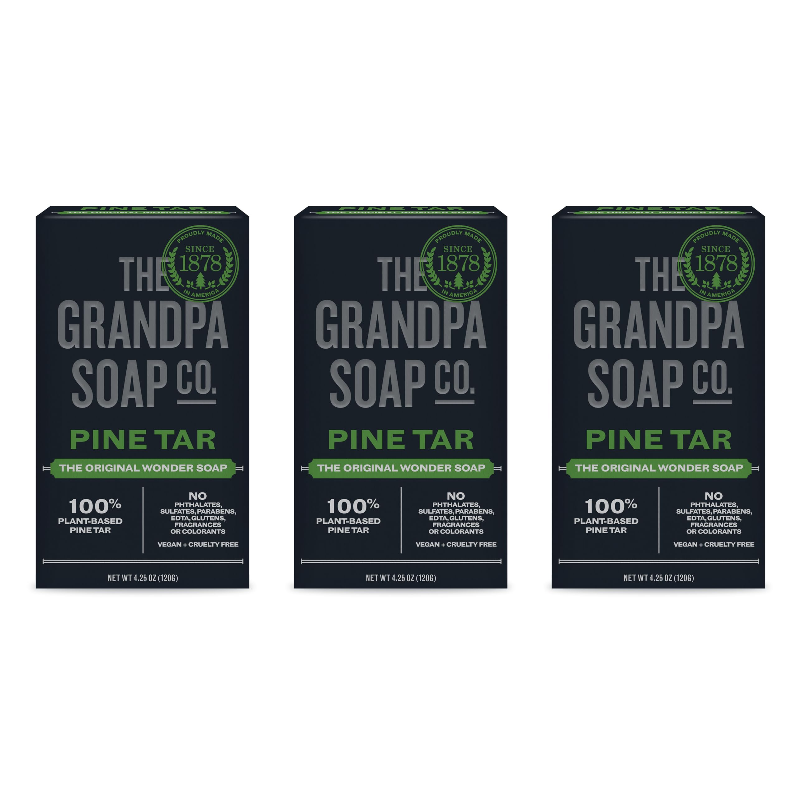 Product image of The Grandpa Soap Company Pine Tar Bar Soap 3-in-1 Cleanser Deodorizer and Moisturizer Each 4.25 oz 4.25 oz