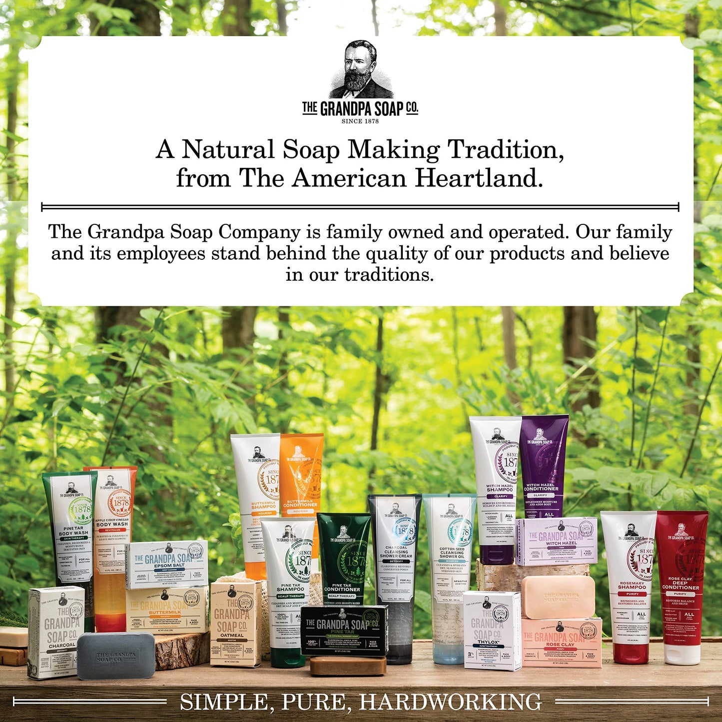 Product image of The Grandpa Soap Company Pine Tar Bar Soap 3-in-1 Cleanser Deodorizer and Moisturizer Each 4.25 oz 4.25 oz