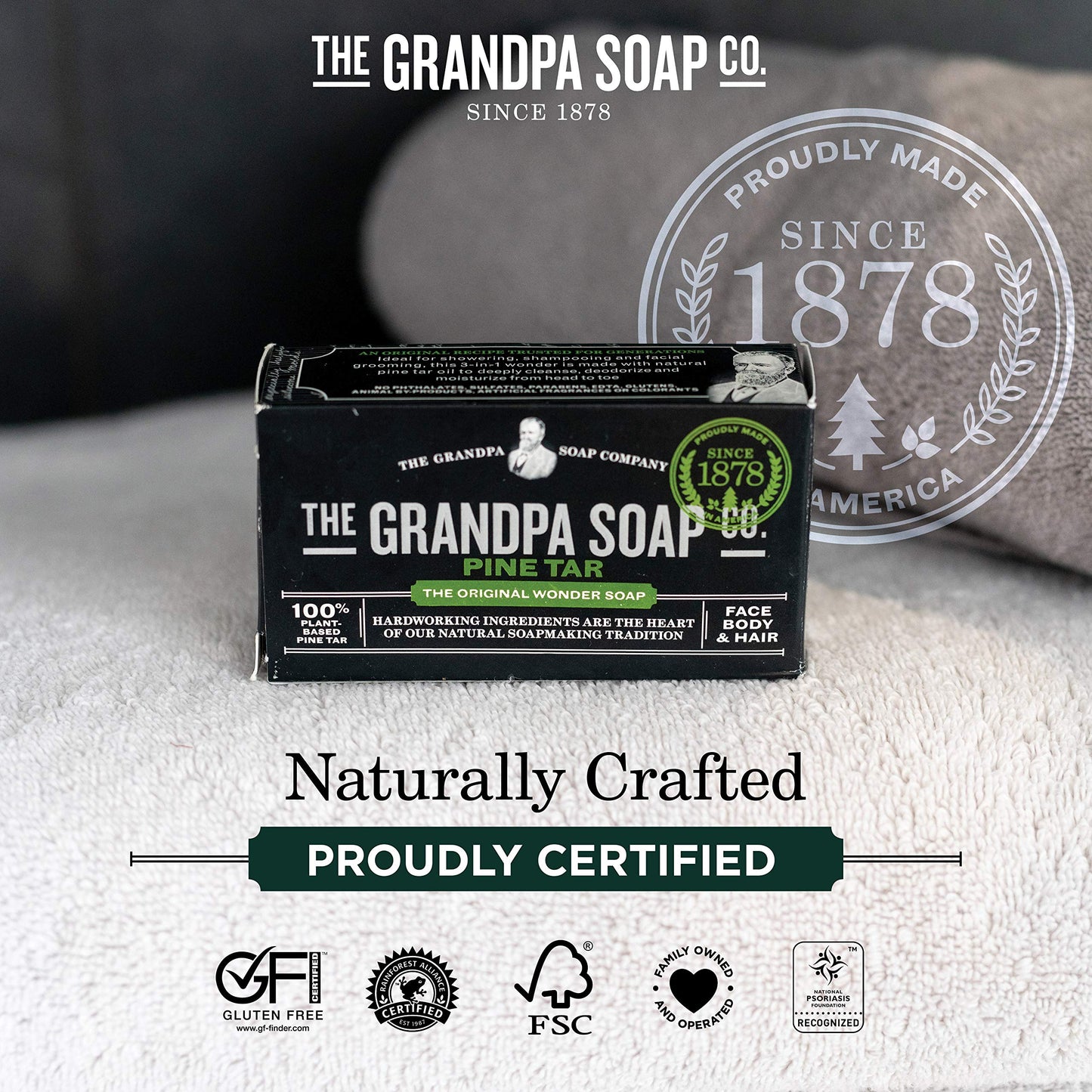 Product image of The Grandpa Soap Company Pine Tar Bar Soap 3-in-1 Cleanser Deodorizer and Moisturizer Each 4.25 oz 4.25 oz