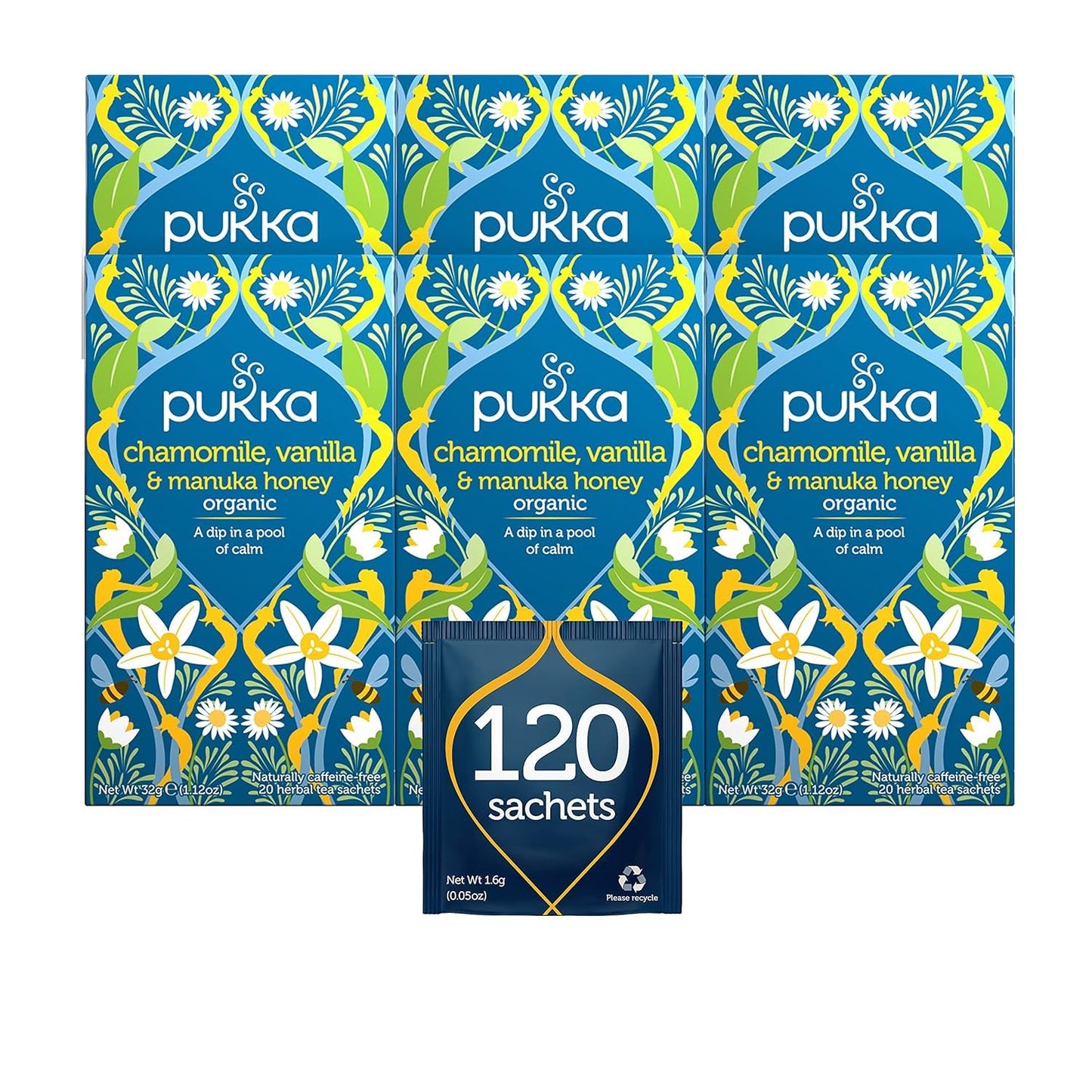Product image of Pukka Organic Tea Bags Chamomile Vanilla and Manuka Honey Herbal Tea 20 ct Pack of 6