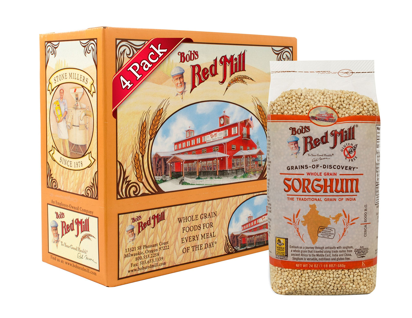 Product image of Bob's Red Mill Gluten Free Sweet White Sorghum Grain 24-oz Pack of 4