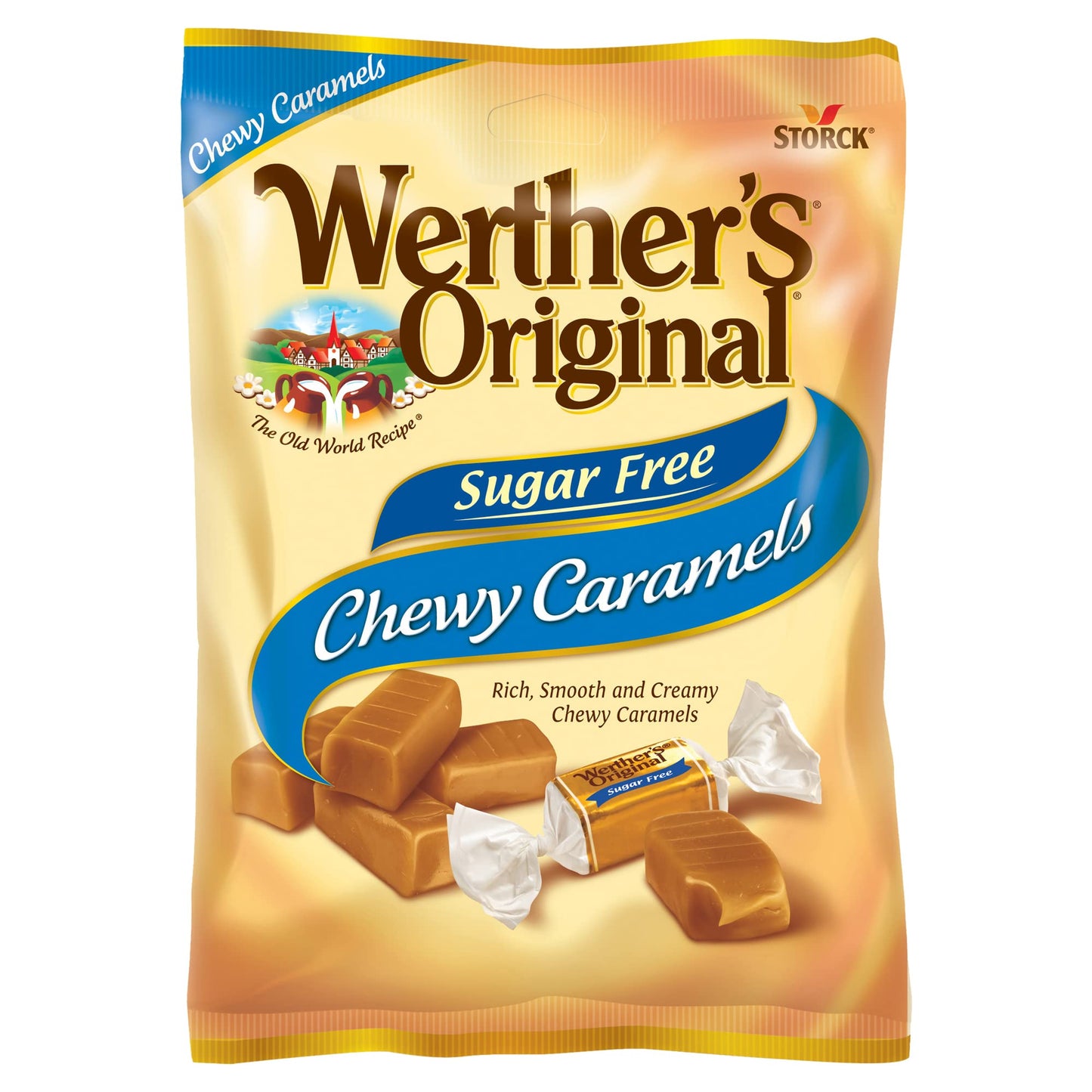 Product image of Werther's Original Chewy Sugar Free Caramel Candy Bags 2.75 oz 2.75 oz Pack of 12