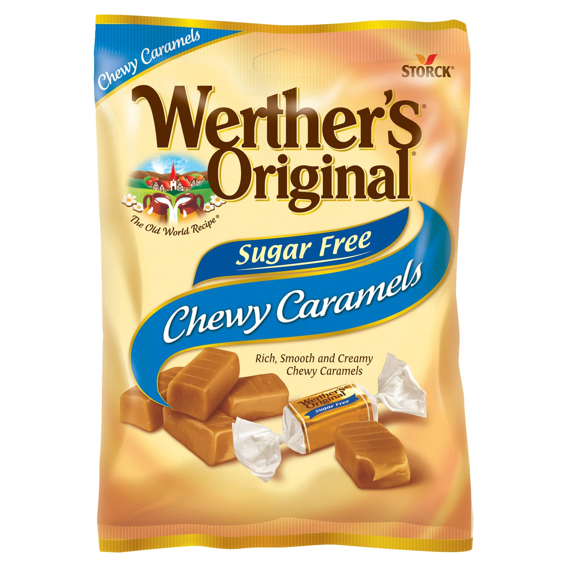Product image of Werther's Original Chewy Sugar Free Caramel Candy Bags 2.75 oz 2.75 oz Pack of 12