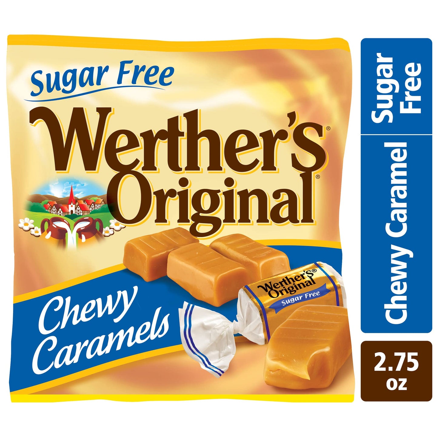 Product image of Werther's Original Chewy Sugar Free Caramel Candy Bags 2.75 oz 2.75 oz Pack of 12