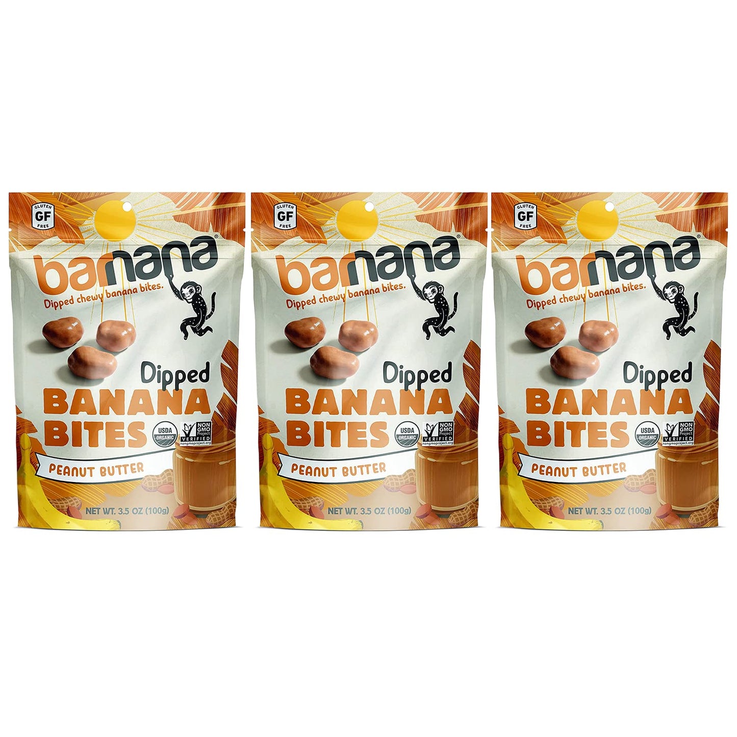 Product image of Barnana Organic Peanut Butter Dipped Chewy Banana Bites Bag 3.5 oz 3.5 oz Pack of 3